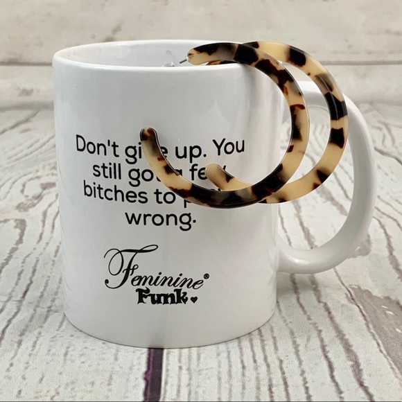 Rosie’s Boutique Jewelry - Tortoise shell acrylic oversized hoop earrings